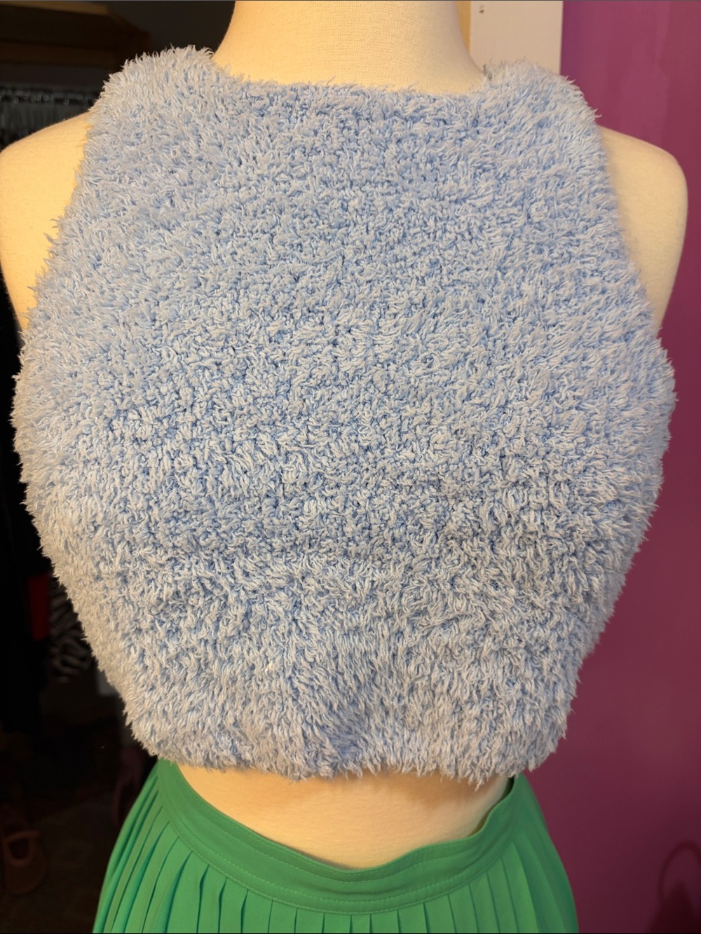 H&M Light Blue Fuzzy Crop Top